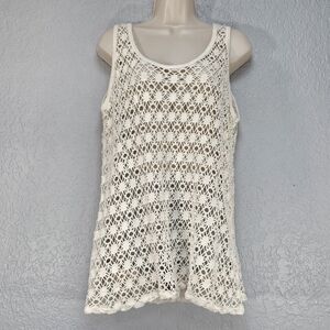 Vintage Rudman Sportswear Crochet Tank Top Off White One Size USA Made